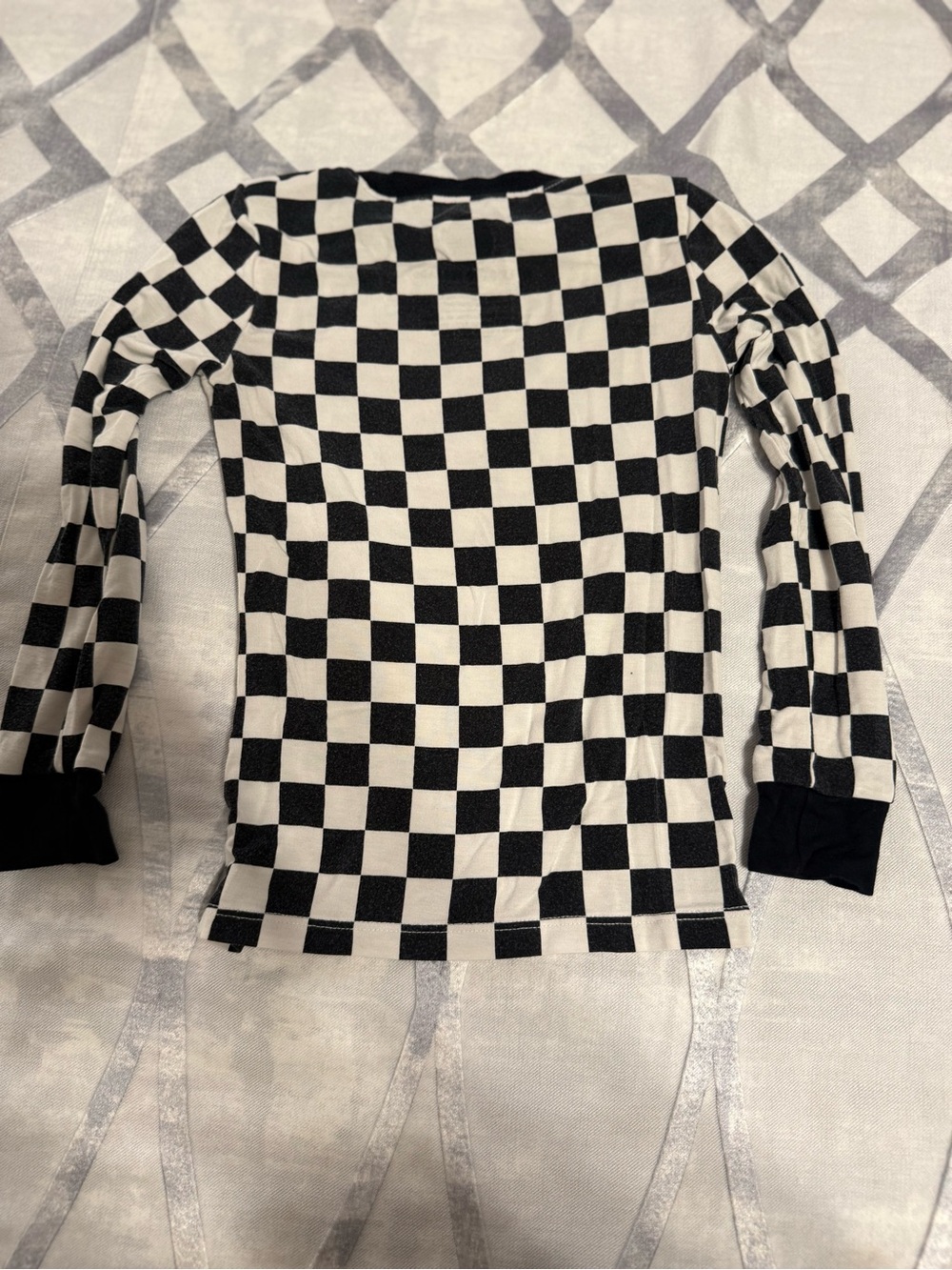 Kids Black & White Checkered Bamboo Pajama Set - Picture 8 of 8